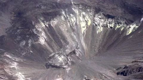 Overhead Shot of an Active Volcano Crater Stock Footage 130359481