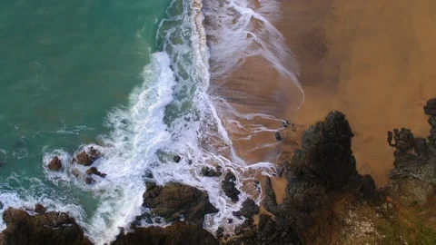 Overhead Shot of Beach and Cliffs. Stock Footage 129096161