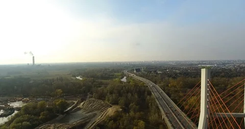 Overhead Shot Of A Bridge With Orange Ropes Stock-Footage 86319985
