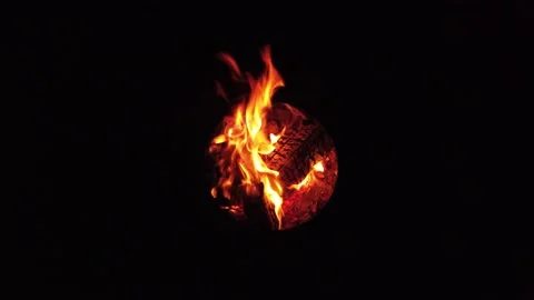 Overhead shot of a burning fire in the night Stock Footage 234337769