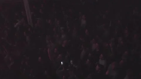 Overhead shot of busy crowd on dancefloor at gig Stock-Footage 138021677