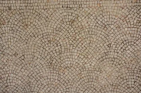 Overhead shot of cobblestone pavement in shell or arched pattern Stock Photos