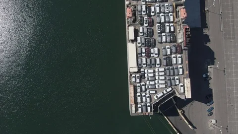 Overhead Shot Container vehicle ship Video stock 118554233