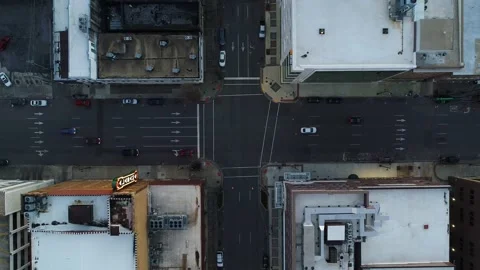 Overhead Shot of Downtown Traffic Stock Footage 176930724