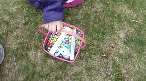 Overhead shot of Easter Basket Stock Footage 10880101
