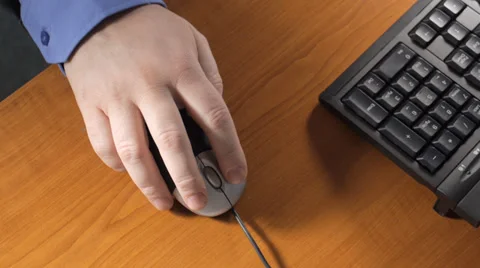Overhead shot of man using computer mouse Stock Footage 34305487