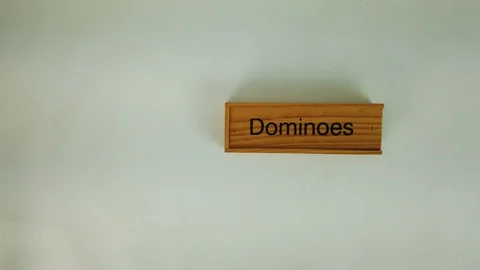 Overhead shot of the man's hands opening dominoes wooden game box. Stock Footage 128016816