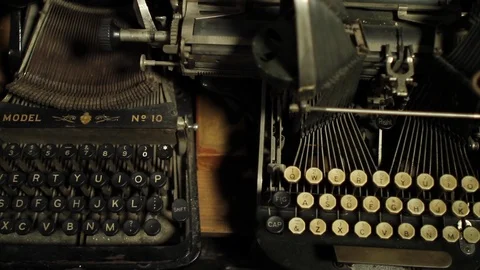 Overhead Shot of Old Typewriters Stock Footage 112949046