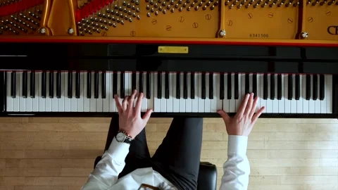 Overhead Shot of Pianist Performing Stock Footage 258091977