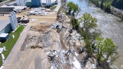 Overhead shot of plastic pipe destroyed by Helene. Video stock 292425245