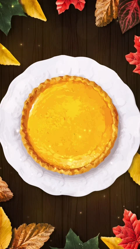 Overhead shot of pumpkin pie on a plate. Stock Footage 320033522