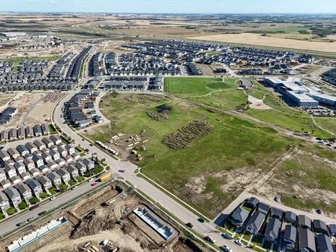 Overhead shot of residential development in progress in Lakewood, Saskatoon Stock Photos