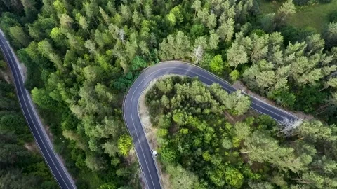 Overhead shot of rounded, wild road Stock Footage 143966110