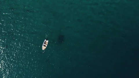 Overhead Shot Of Small Boat Stock Footage 96942614
