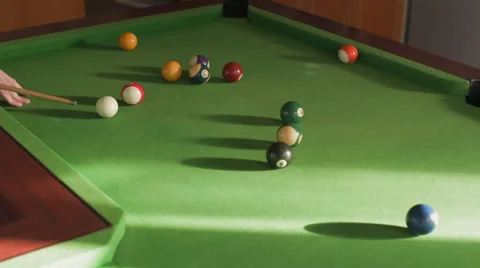 Overhead Shot of Someone Playing Pool Stock Footage 66980014