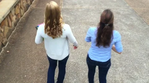 Overhead shot of students on a sidewalk Stock Footage 55289110