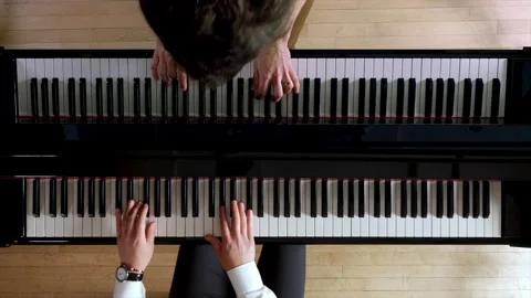 Overhead Shot of Two Pianists Stock Footage 258091950