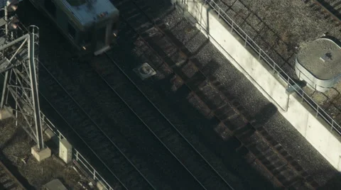 Overhead Shot Union Pearson Express Train In the Morning. Stock Footage 58074219