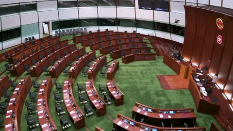 Overhead shot view of an empty Legislative Council main chamber as the Stock Footage 229703907