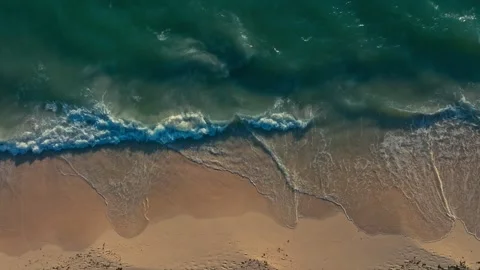 Overhead shot of waves breaking on beautiful tropical beach Caribbean Mexico Stock Footage 280703695