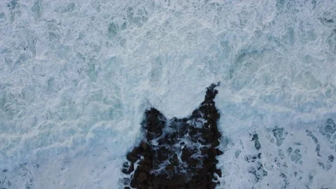 Overhead Shot of Waves at Costa da Caparica beach wave breaker, Portugal Video stock 145919500