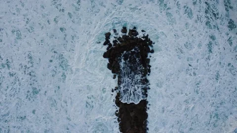 Overhead Shot of Waves at Costa da Caparica beach wave breaker, Portugal Video stock 145919519