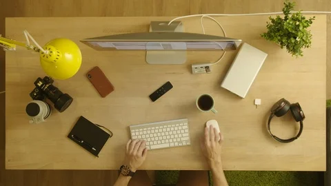 Overhead shot of the working table Stock Footage 127554947