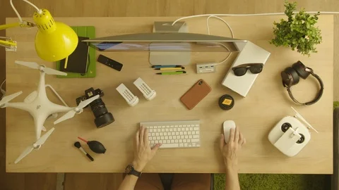 Overhead shot of the working table Stock Footage 127555146