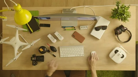 Overhead shot of the working table 스톡 동영상 127555151