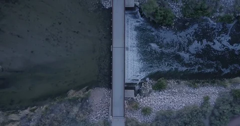 Overhead of Small Waterfall in Nevada Desert Stock Footage 95207119