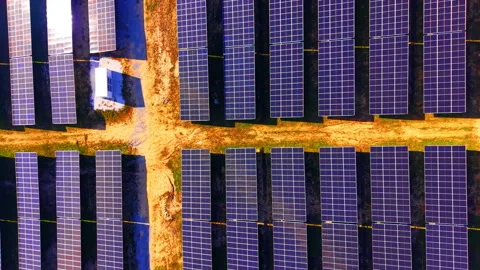 Overhead solar modules at crossroads of service paths, Bulgaria Video stock 336724131
