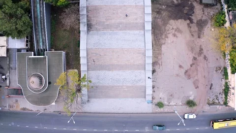 Overhead straight down view of Potemkin Stairs in Odessa Ukraine 4K 스톡 동영상 122527325