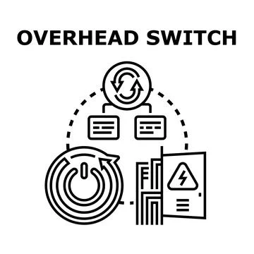 Overhead switch concept controlling network and electrical systems Stock Illustration