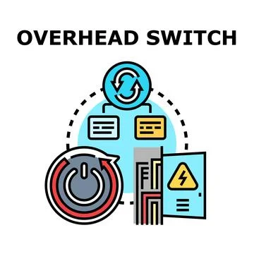 Overhead switch concept controlling network and electrical systems Stock Illustration