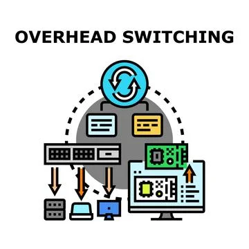 Overhead switching system with data transfer concept Illustrazione stock