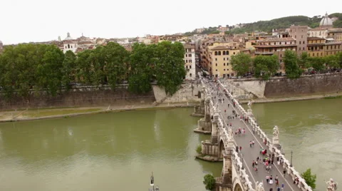 Overhead time lapse of crowd on bridge Stock Footage 40266031