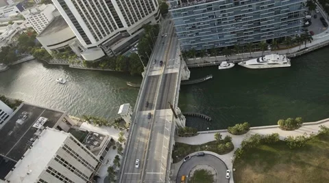 Overhead Time-lapse of River and Bridge Traffic 4K Video stock 51877177
