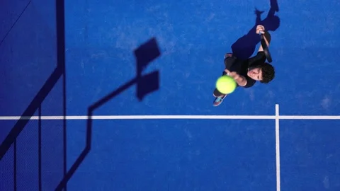 Overhead top view shots of a padel player smashing the ball. Stock-Footage 240613620