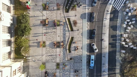 Overhead top view of town square Stock Footage 140483853