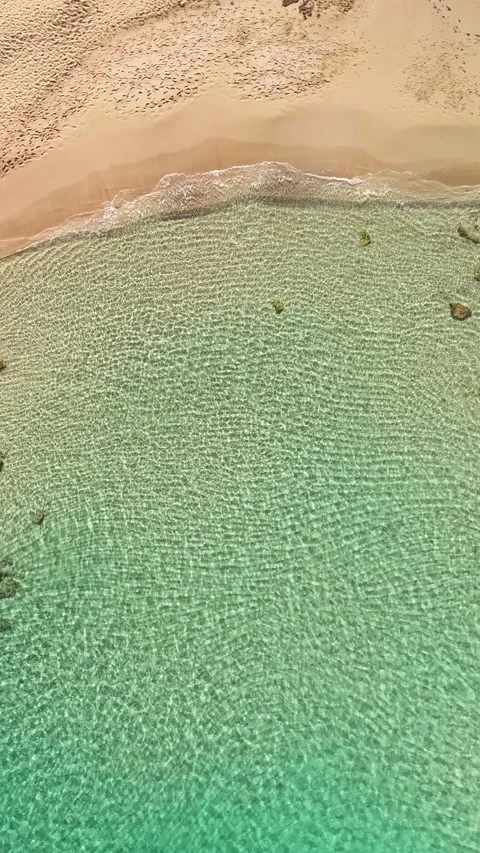Overhead video of Cala Comte beach. Stock Footage 302102749