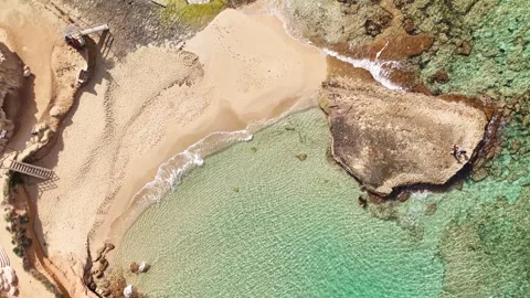 Overhead video of Cala Comte beach. Stock Footage 302103391