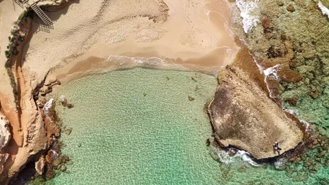 Overhead video of Cala Comte beach. Stock Footage 302103891