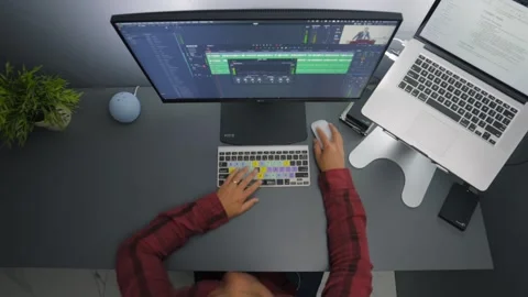 Overhead Video Editing Time-lapse Stock Footage 266190672