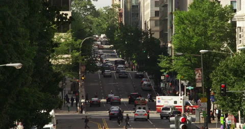 Overhead view of 12th Street at Madison Drive in Washington DC. Shot in May Stock Footage 59244503