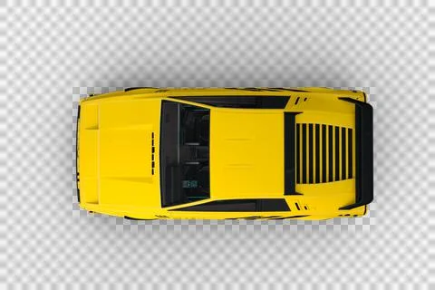Overhead view 3D rendering of a yellow and black cyberpunk style futuristic c Stock Illustration