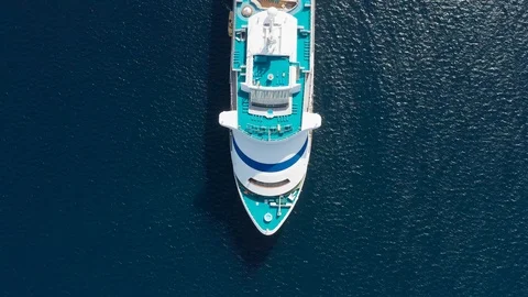 Overhead view above the bow of German cruise ship moored in Esperance Port Stock Footage 123135853