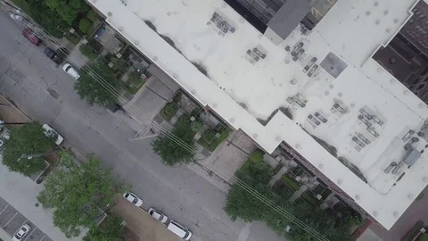 Overhead view of apartment building Stock Footage 77702648