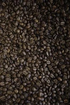 Overhead view of backdrop representing halves of dark brown coffee beans. Tex Stock Photos