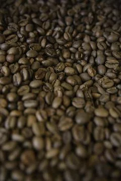 Overhead view of backdrop representing halves of dark brown coffee beans. Tex Stock-Fotos