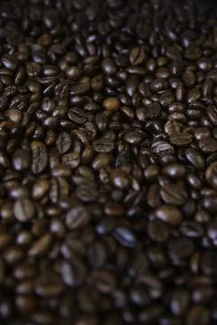 Overhead view of backdrop representing halves of dark brown coffee beans. Tex Stock Photos